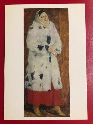 Открытка почтовая «Дама с собачкой», из коллекции Ирины Зенюк «Синие коты»